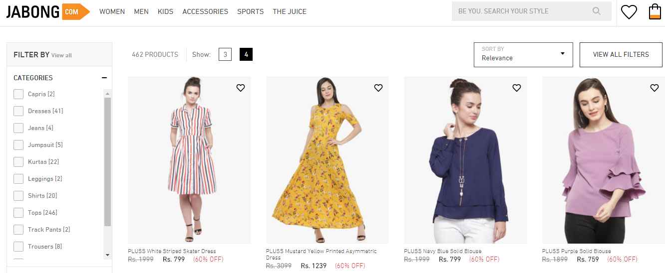 jabong plus size clothing