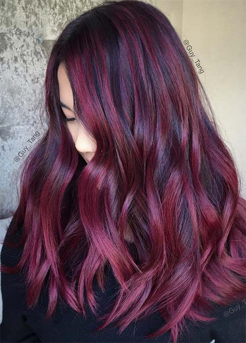 36 HQ Images Burgundy Highlights On Black Hair - 25 Gorgeous Highlight Ideas For Dark Hair