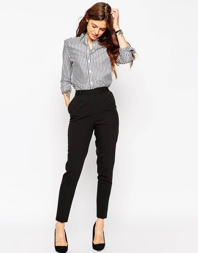 Five Office Outfit Ideas with Black Ankle Pants  Casual work outfits  Office casual outfit Business casual outfits for work