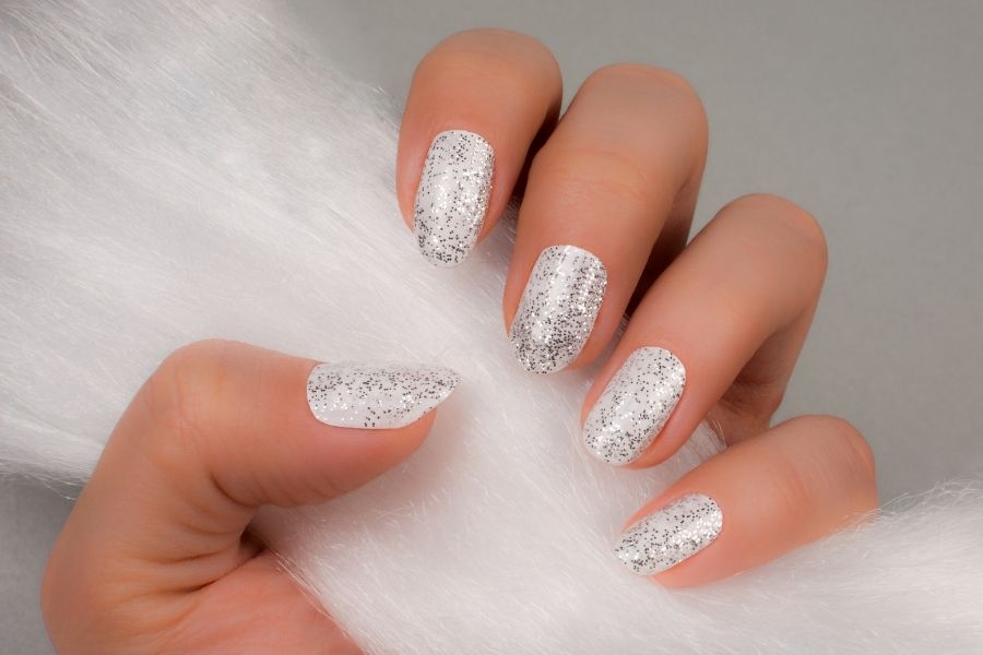 white shimmer nails