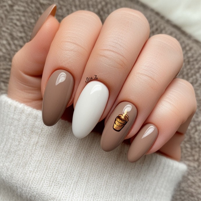 Cozy Cappuccino Inspired Nails