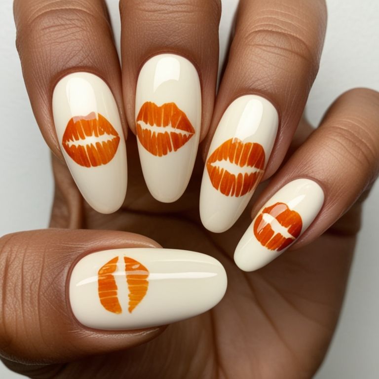 Fall kisses Pattern Nails