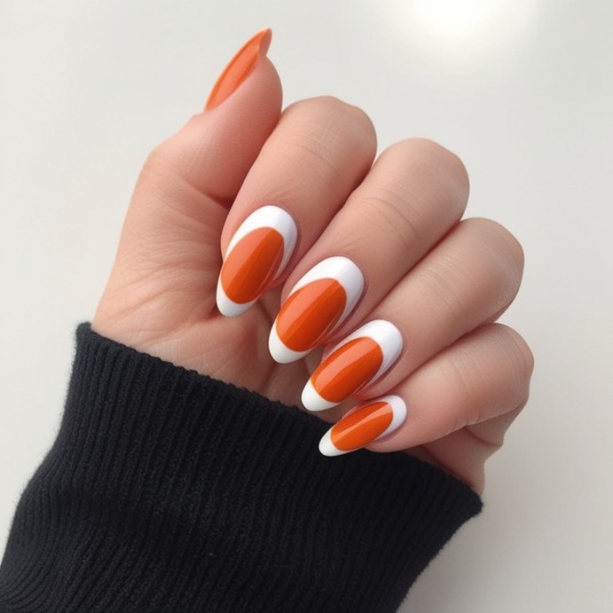 Pumpkin French Tips Nails