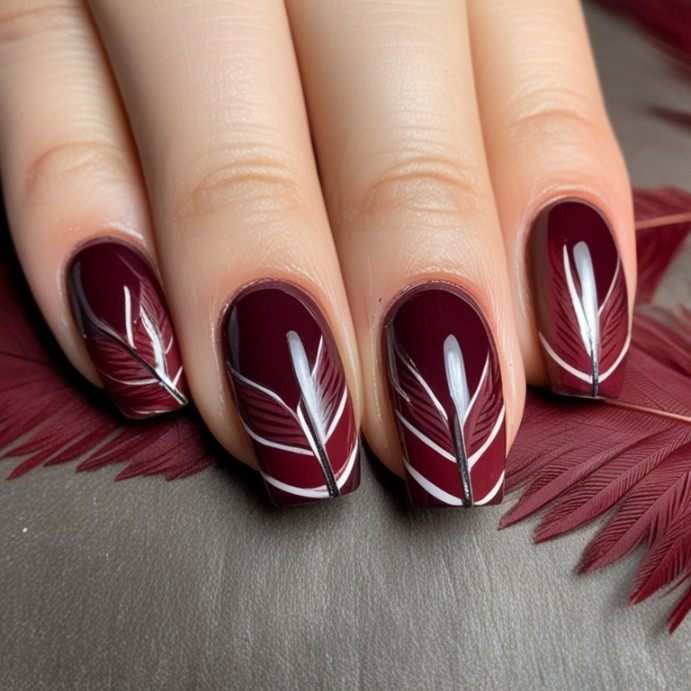 Turkey Feather inspired nails