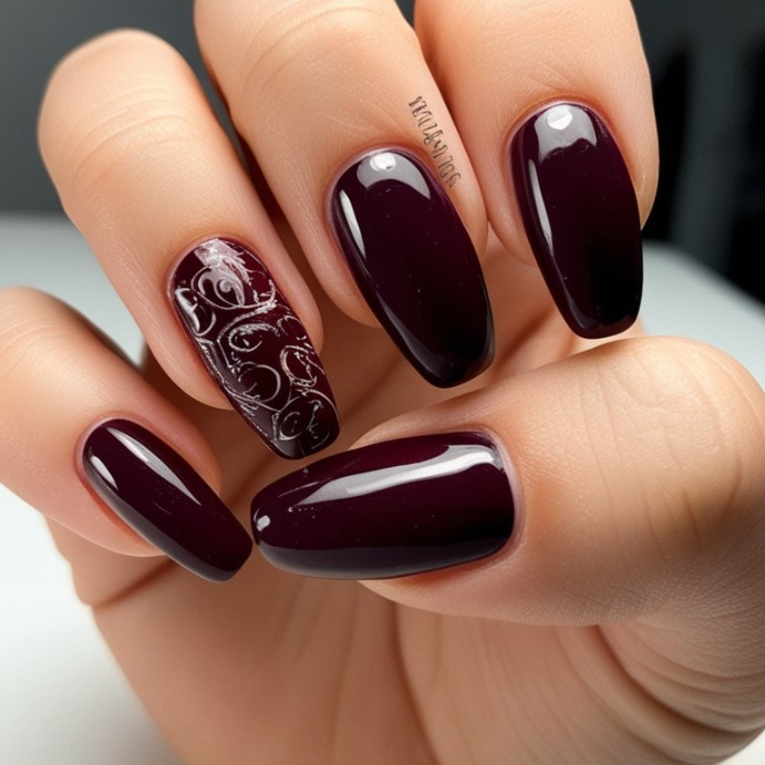 maroon nails