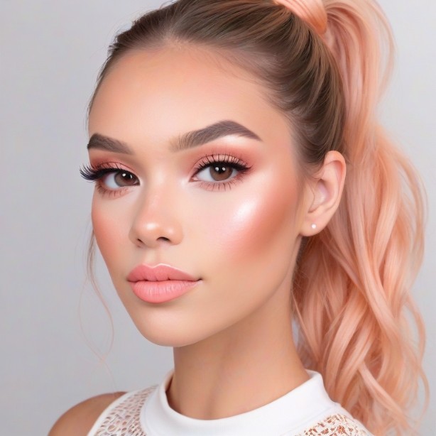 rose gold eye makeup with soft coral lips