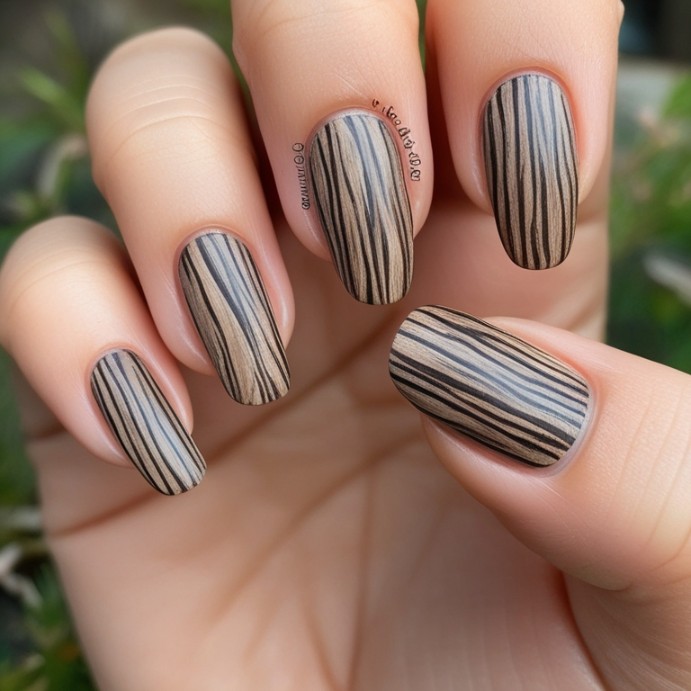 rustic wood grain effect on nails