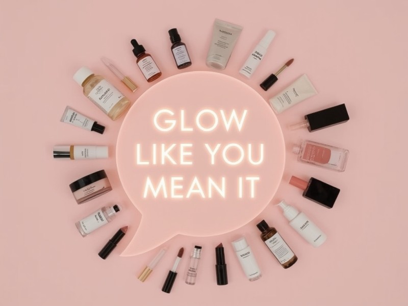 glow like you mean it beauty slogan