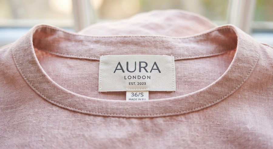 a neck of a t-shirt with brand label